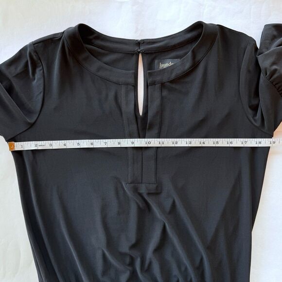 Laundry by Shelli Segal 3/4 Bell Sleeve Split Neck Dressy Jersey Romper in Black - Picture 10 of 12